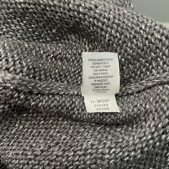 J Jill Cardigan Size Petite Medium Metallic Linen Silver Sweater Classic Glam - Picture 7 of 9